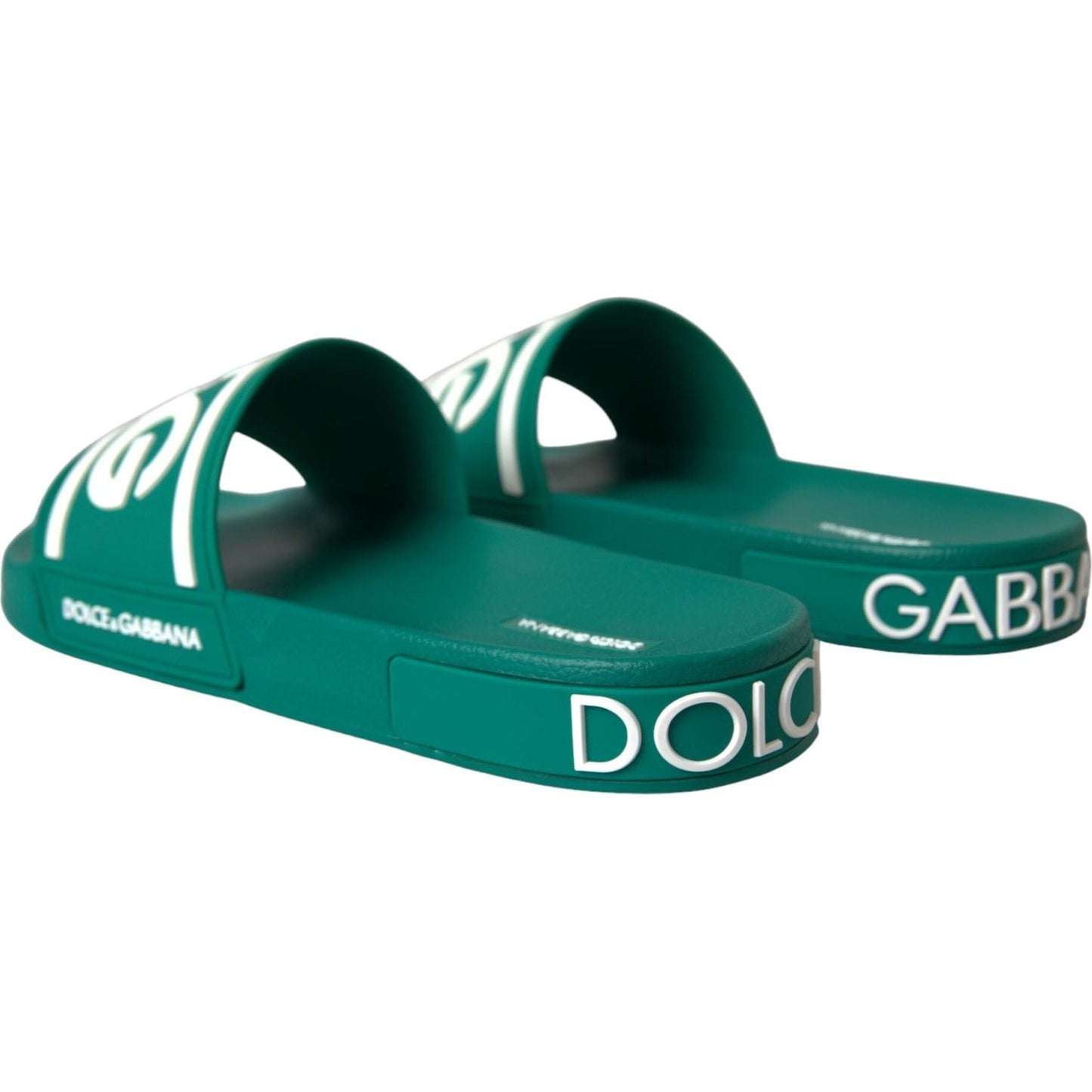 Dolce & Gabbana Green White Sandals Rubber Beachwear Shoes Dolce & Gabbana