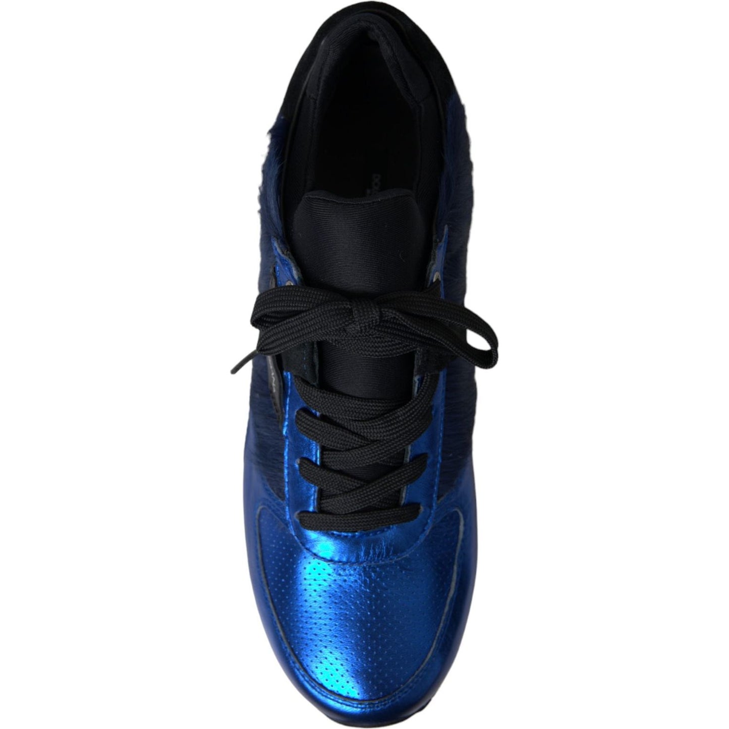 Dolce & Gabbana Blue Black Calf Hair Leather Sneakers Shoes Dolce & Gabbana