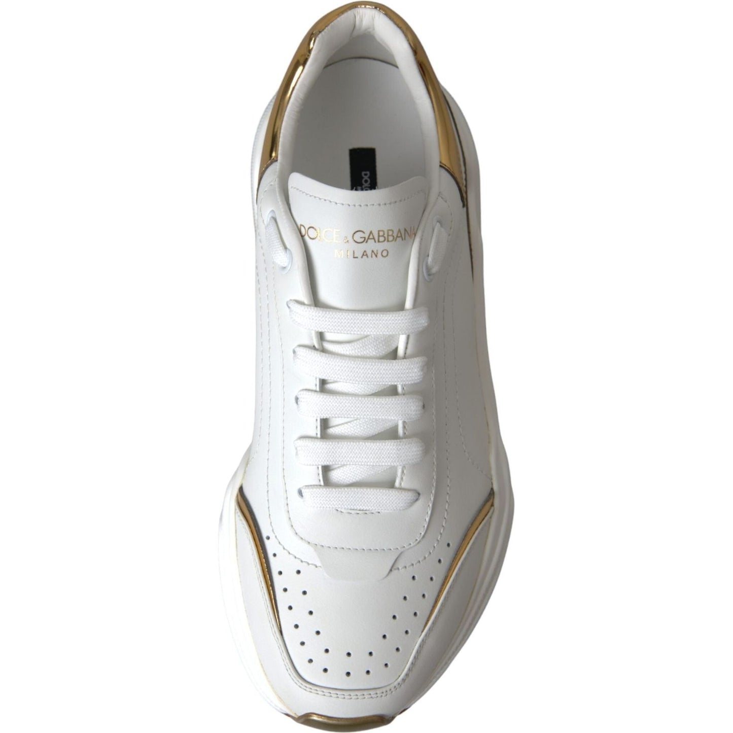 Dolce & Gabbana White Gold DAYMASTER Leather Sneakers Men Shoes Dolce & Gabbana