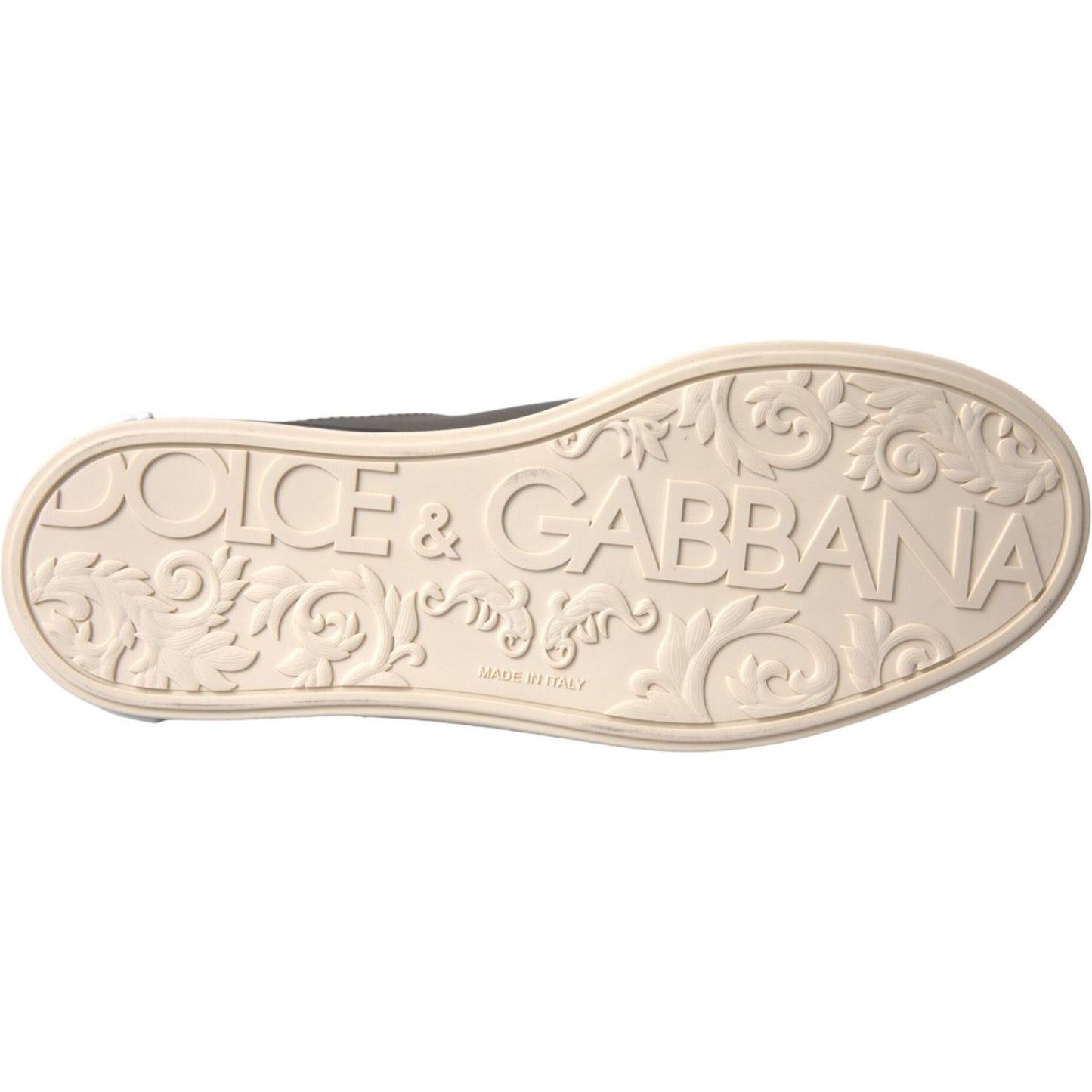 Dolce & Gabbana Gold Black Portofino Calf Leather Sneakers Shoes Dolce & Gabbana