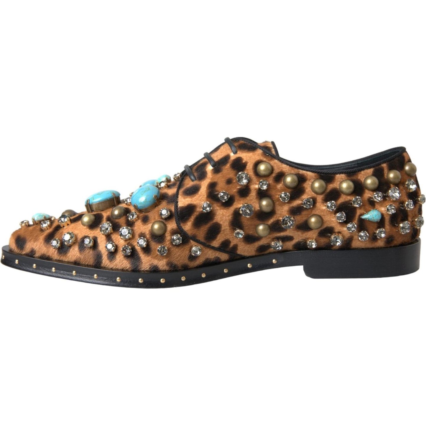 Dolce & Gabbana Brown Leopard Hair Crystal Dress Broque Shoes Dolce & Gabbana