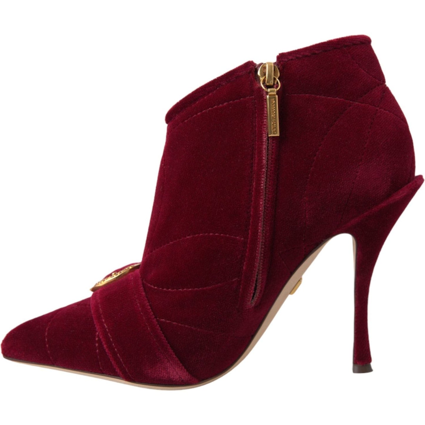 Dolce & Gabbana Dark Red Velvet Devotion Buckle Boots Shoes Dolce & Gabbana