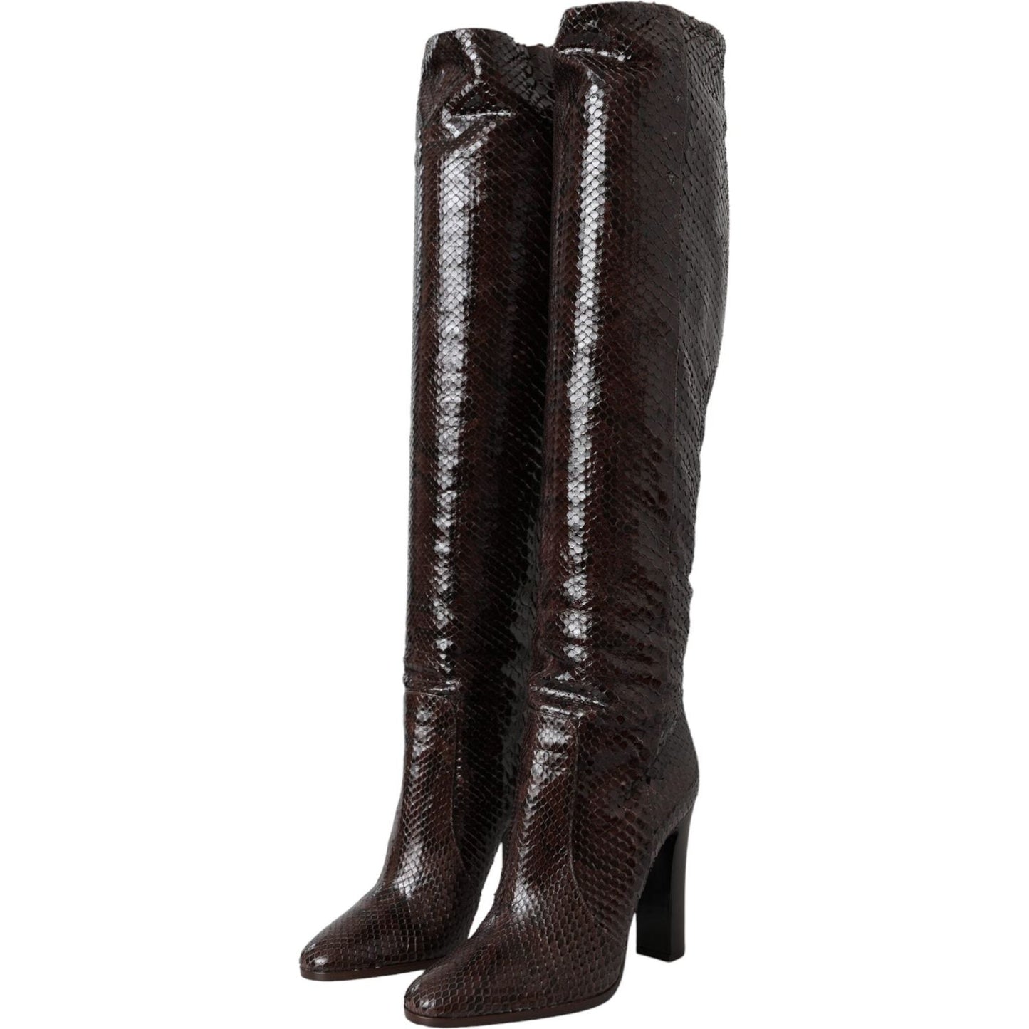 Dolce & Gabbana Brown Exotic Leather Heels High Boots Shoes Dolce & Gabbana