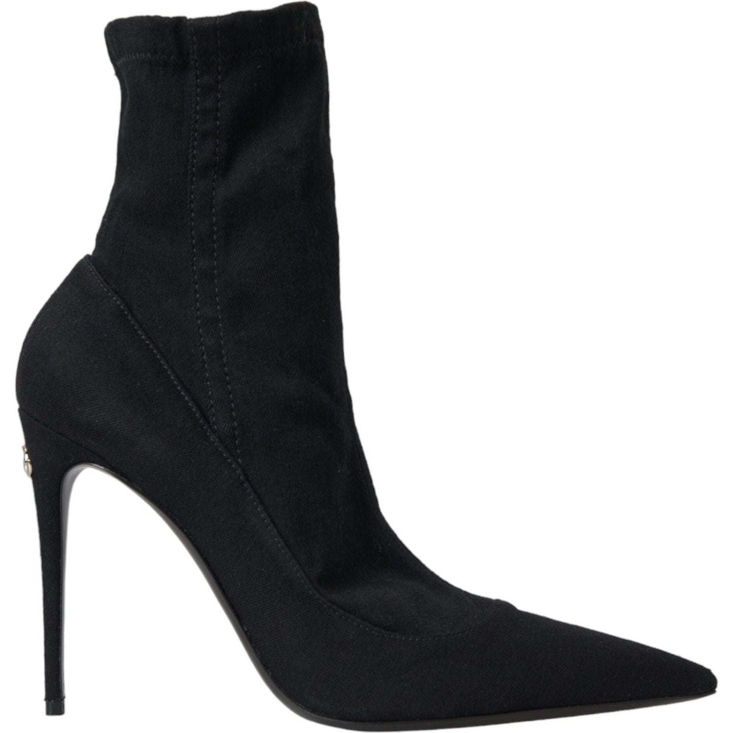 Dolce & Gabbana Black Stiletto Heels Denim Ankle Boots Shoes Dolce & Gabbana