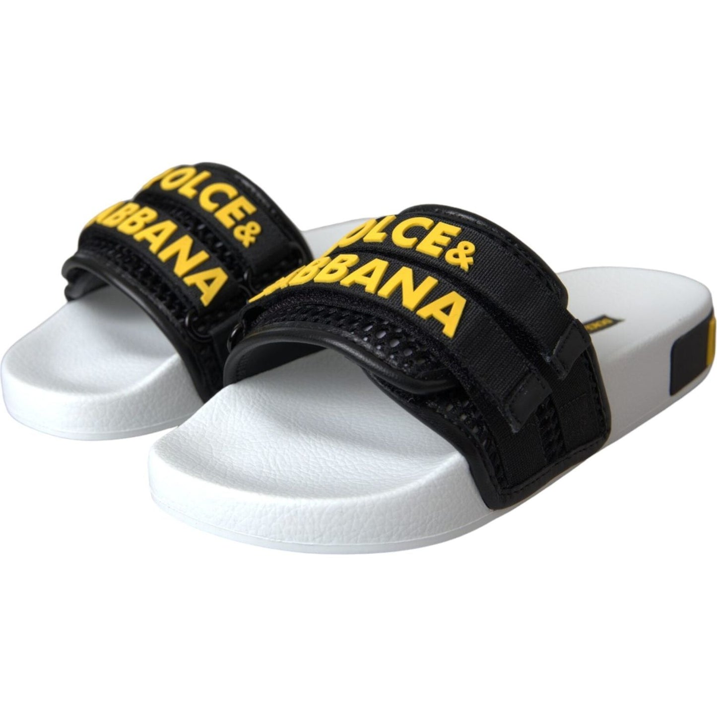 Dolce & Gabbana White Black Logo Beachwear Flats Sandals Shoes Dolce & Gabbana