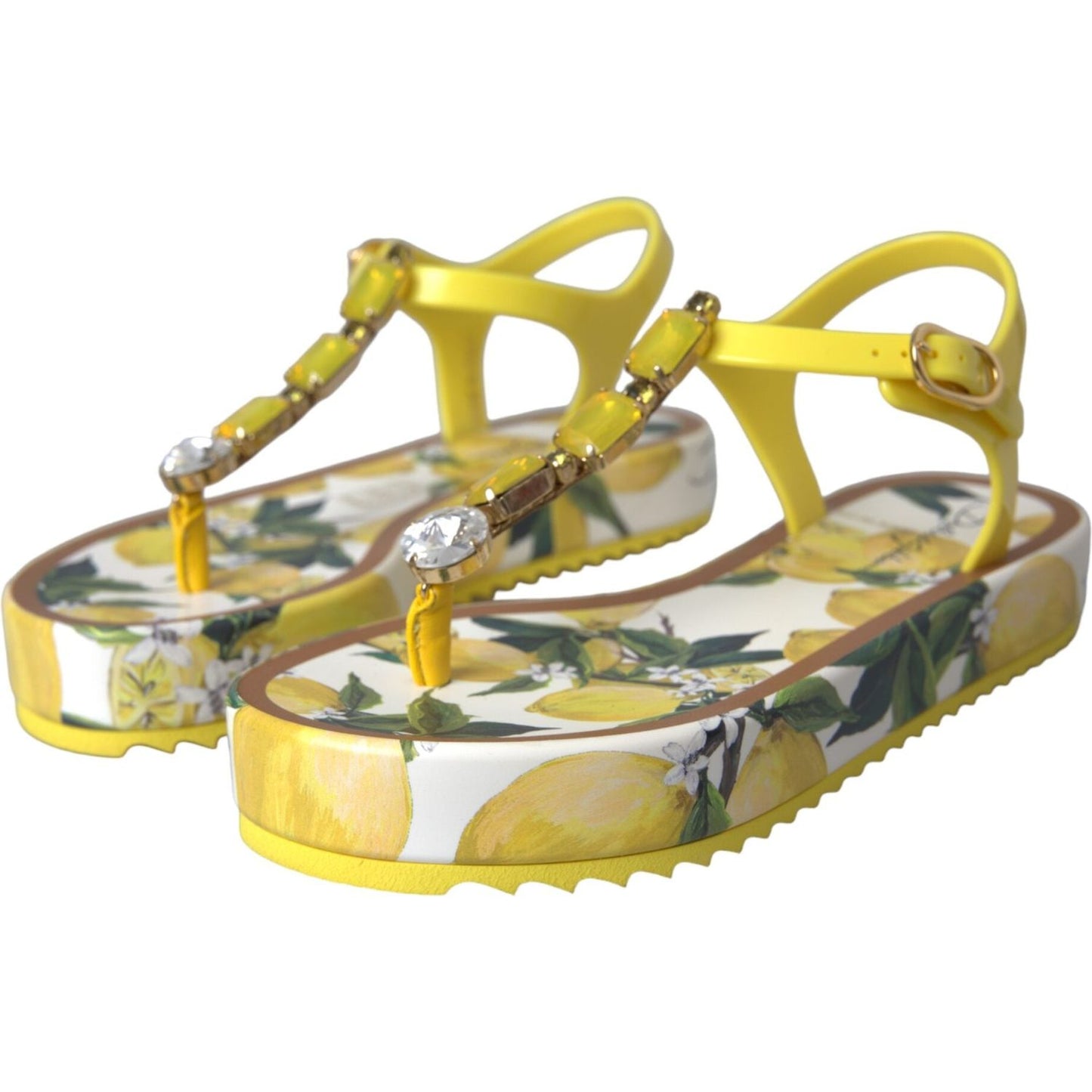 Dolce & Gabbana Yellow Lemon Beachwear Flats Sandals Shoes Dolce & Gabbana