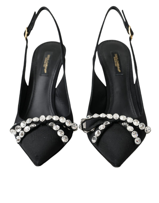 Dolce & Gabbana Black Crystal Embellished Slingback Shoes Dolce & Gabbana