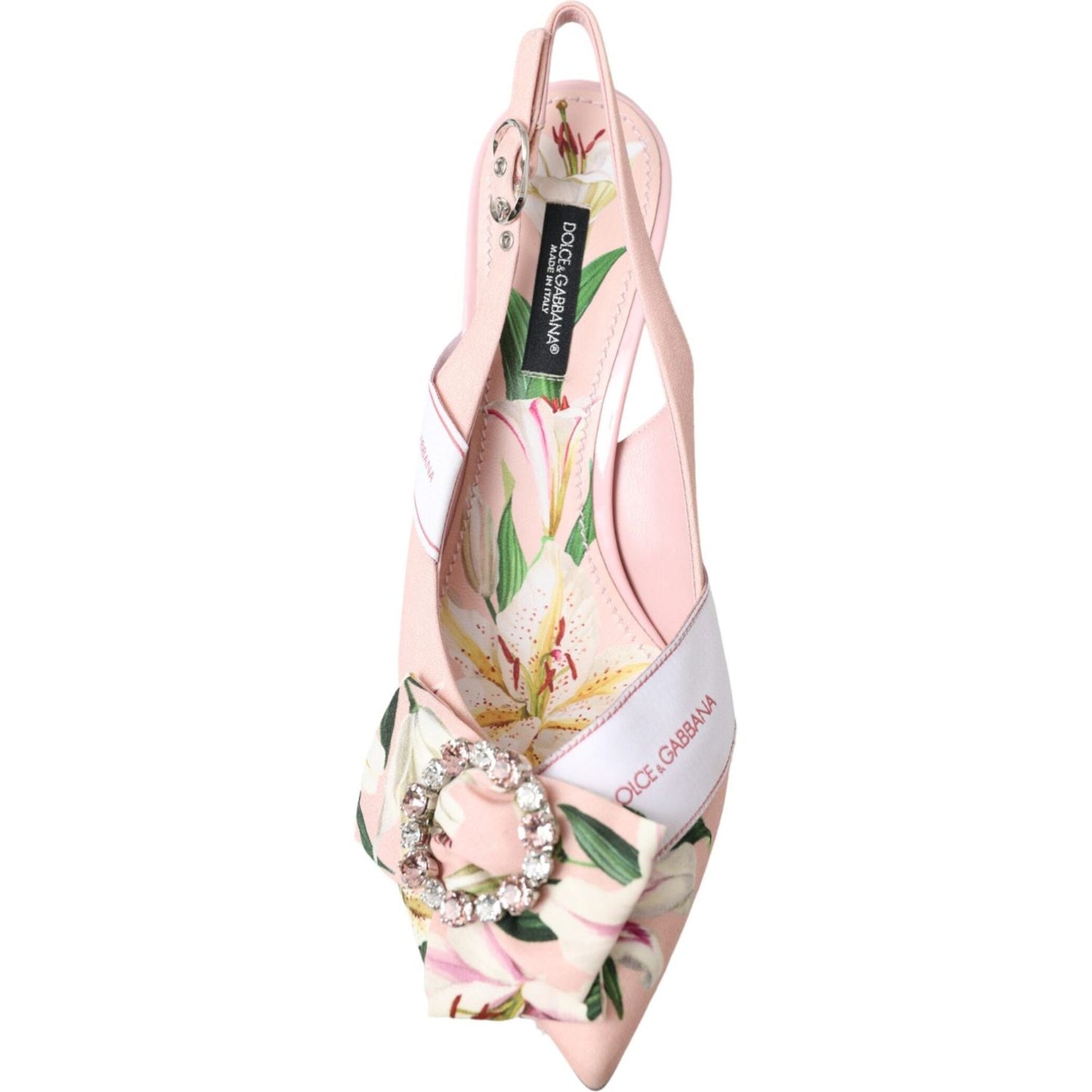 Dolce & Gabbana Pink Lily Crystal Cady Slingback Heel Shoes Dolce & Gabbana