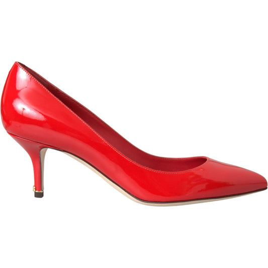 Dolce & Gabbana Red Patent Leather Kitten Heels Pumps Shoes Dolce & Gabbana