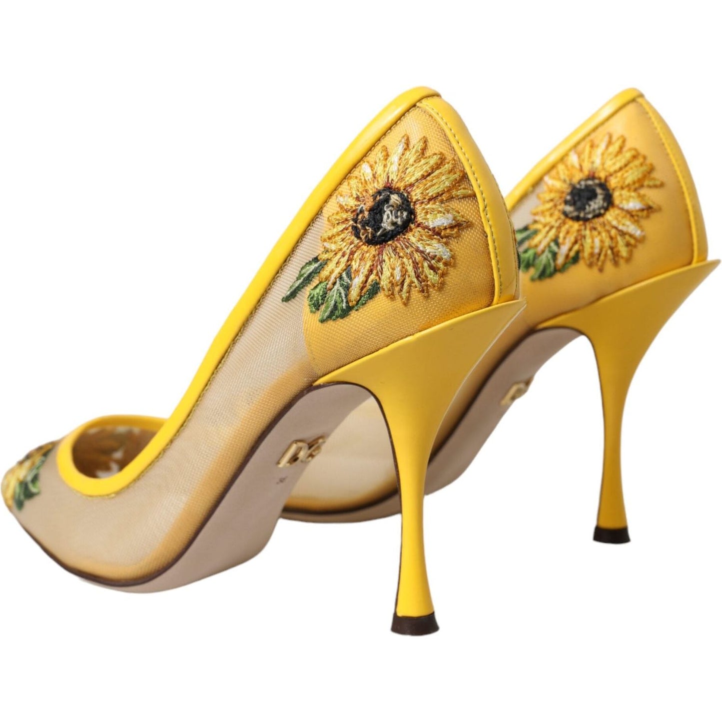 Dolce & Gabbana Yellow Sunflower Mesh Heels Pumps Shoes Dolce & Gabbana