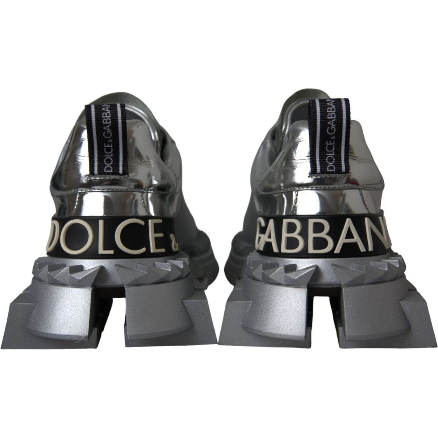 Dolce & Gabbana Silver Leather Super Queen Sneakers Shoes Dolce & Gabbana