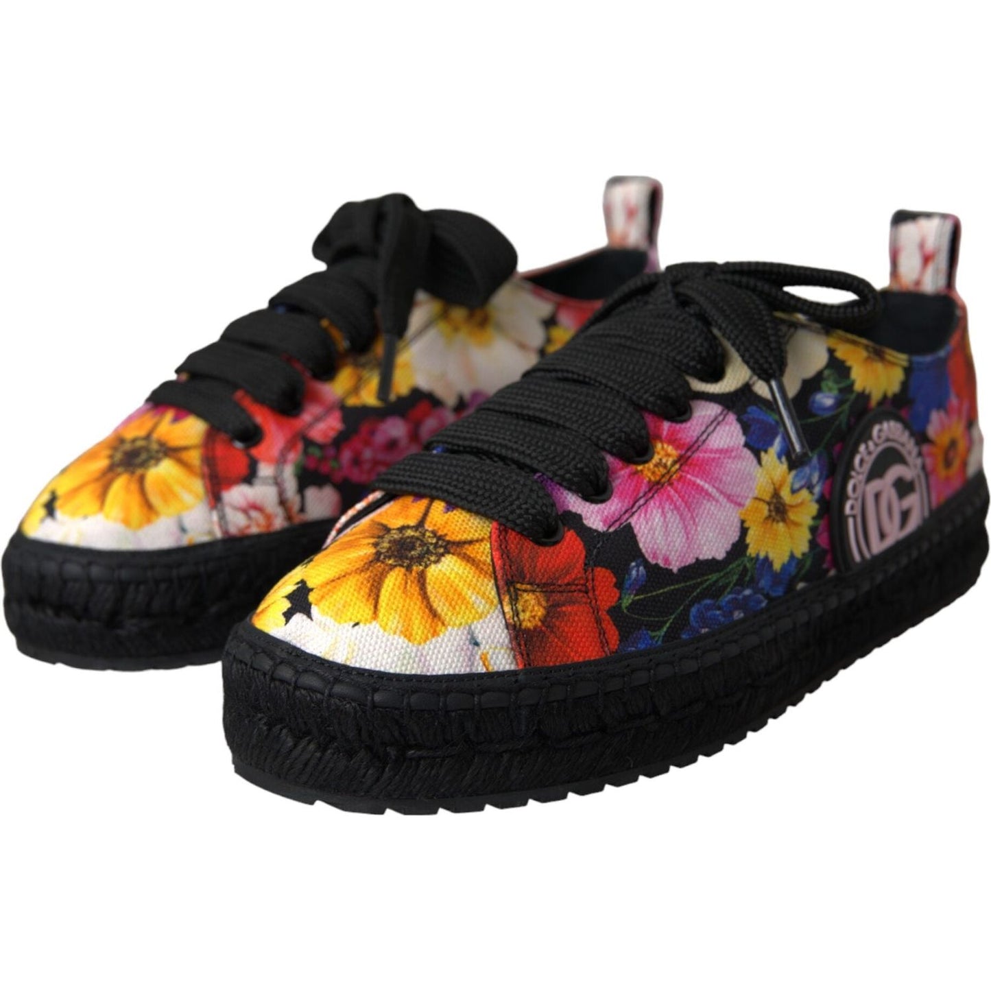 Dolce & Gabbana Multicolor Canvas Floral Espadrilles Sneakers Shoes Dolce & Gabbana