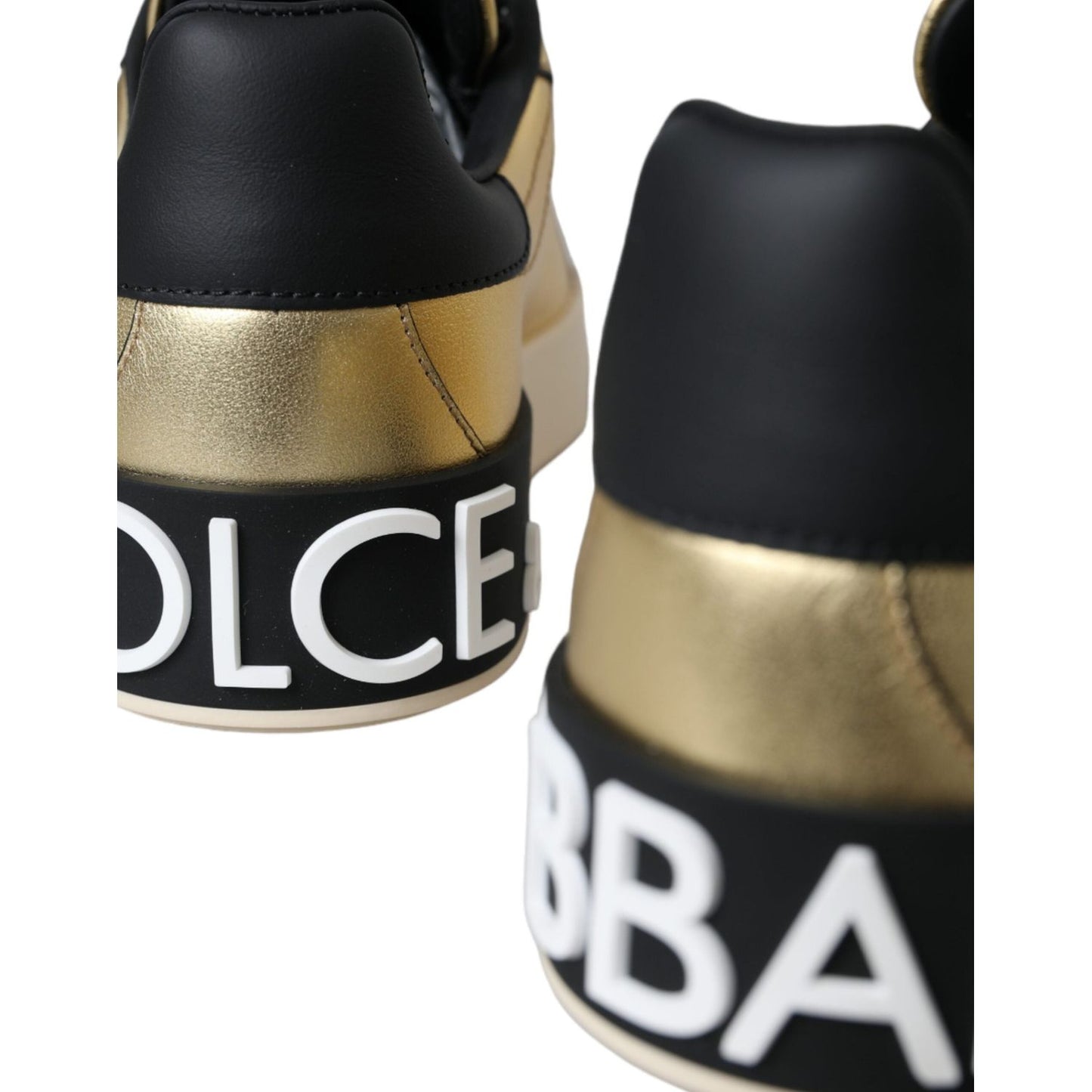 Dolce & Gabbana Gold Portofino Calf Leather Sneakers Women Shoes Dolce & Gabbana