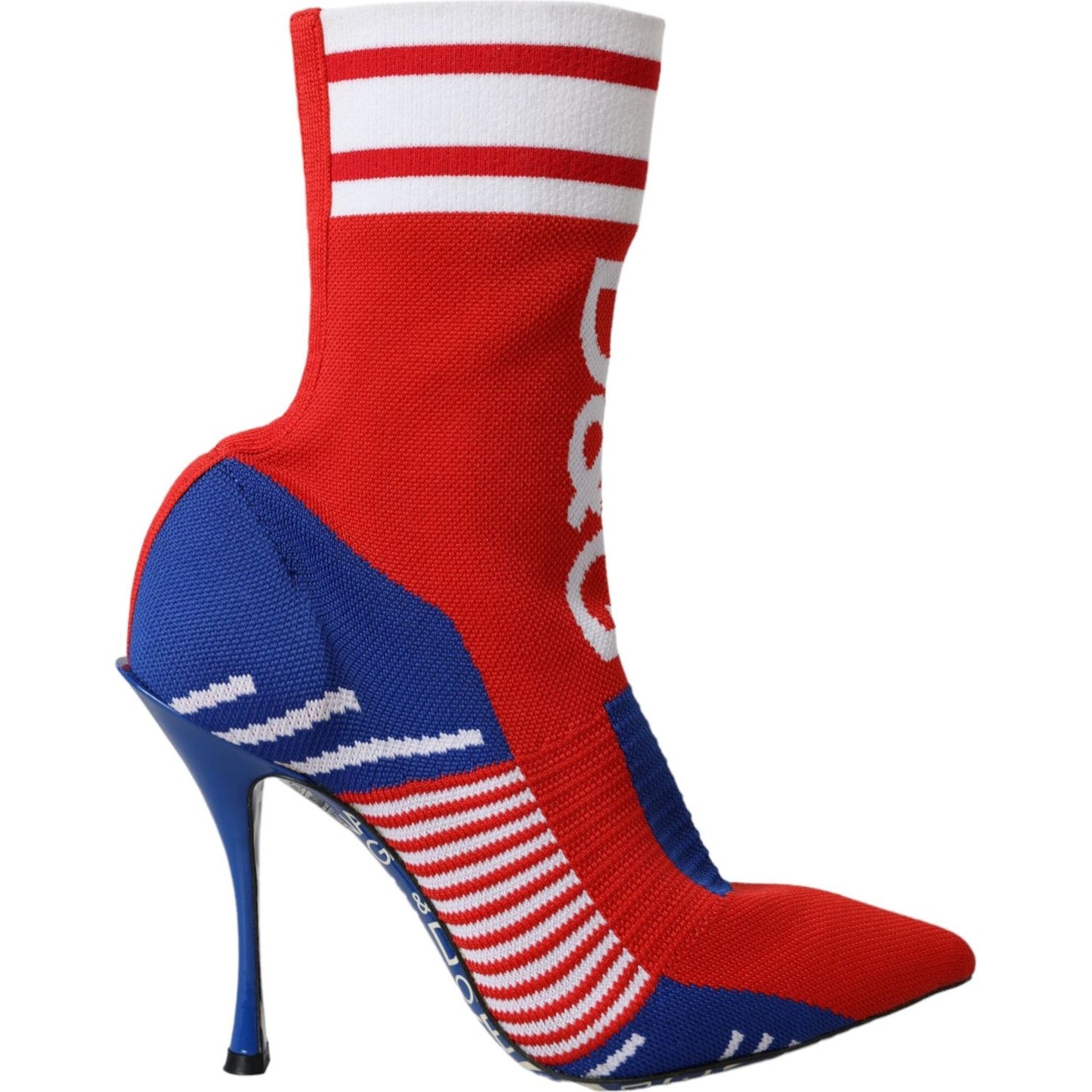 Dolce & Gabbana Red Blue Stretch Sock Style Short Boots Logo Shoes Dolce & Gabbana