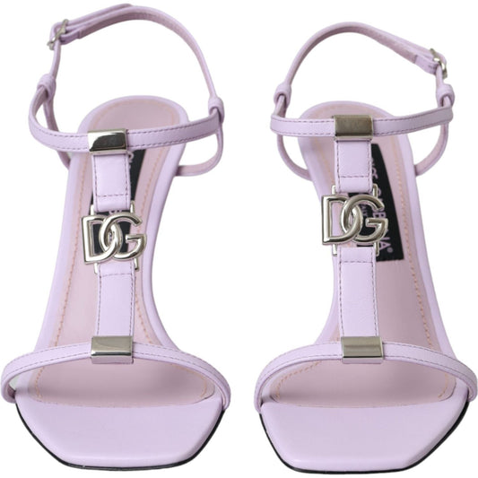 Dolce & Gabbana Purple Leather Logo Ankle Strap Keira Sandals Shoes Dolce & Gabbana