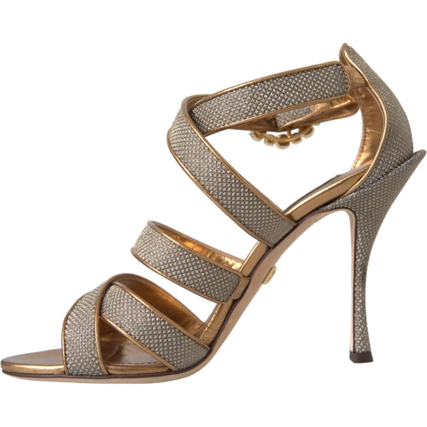 Dolce & Gabbana Bronze Crystal Strap Heels Sandals Shoes Dolce & Gabbana