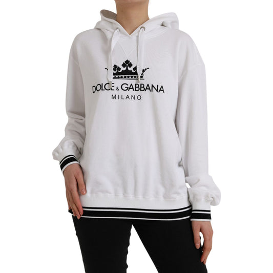 Dolce & Gabbana White Cotton Logo Hoodie Pullover Sweater Dolce & Gabbana