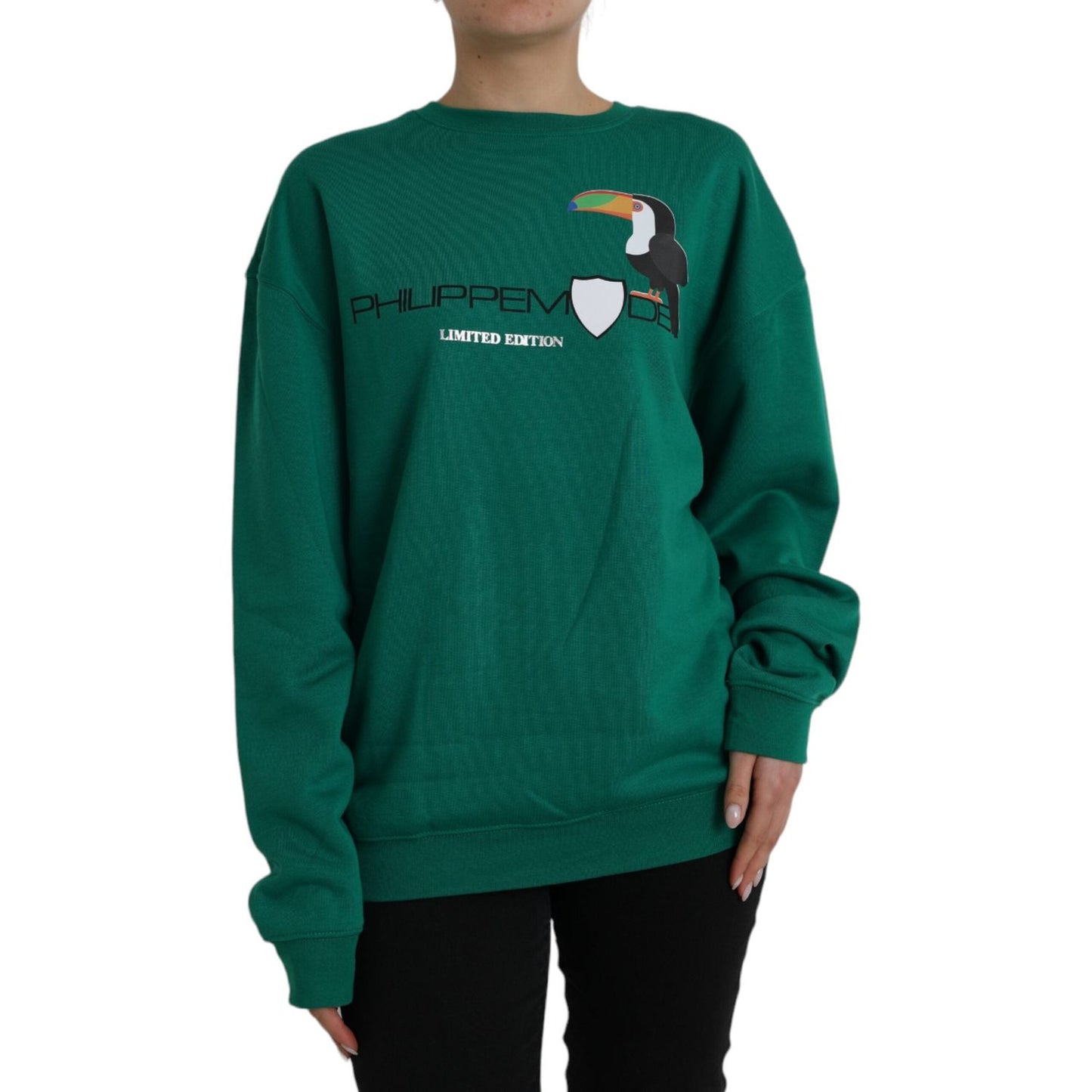 Philippe Model Green Cotton Logo Print Long Sleeves Pullover Sweater Philippe Model