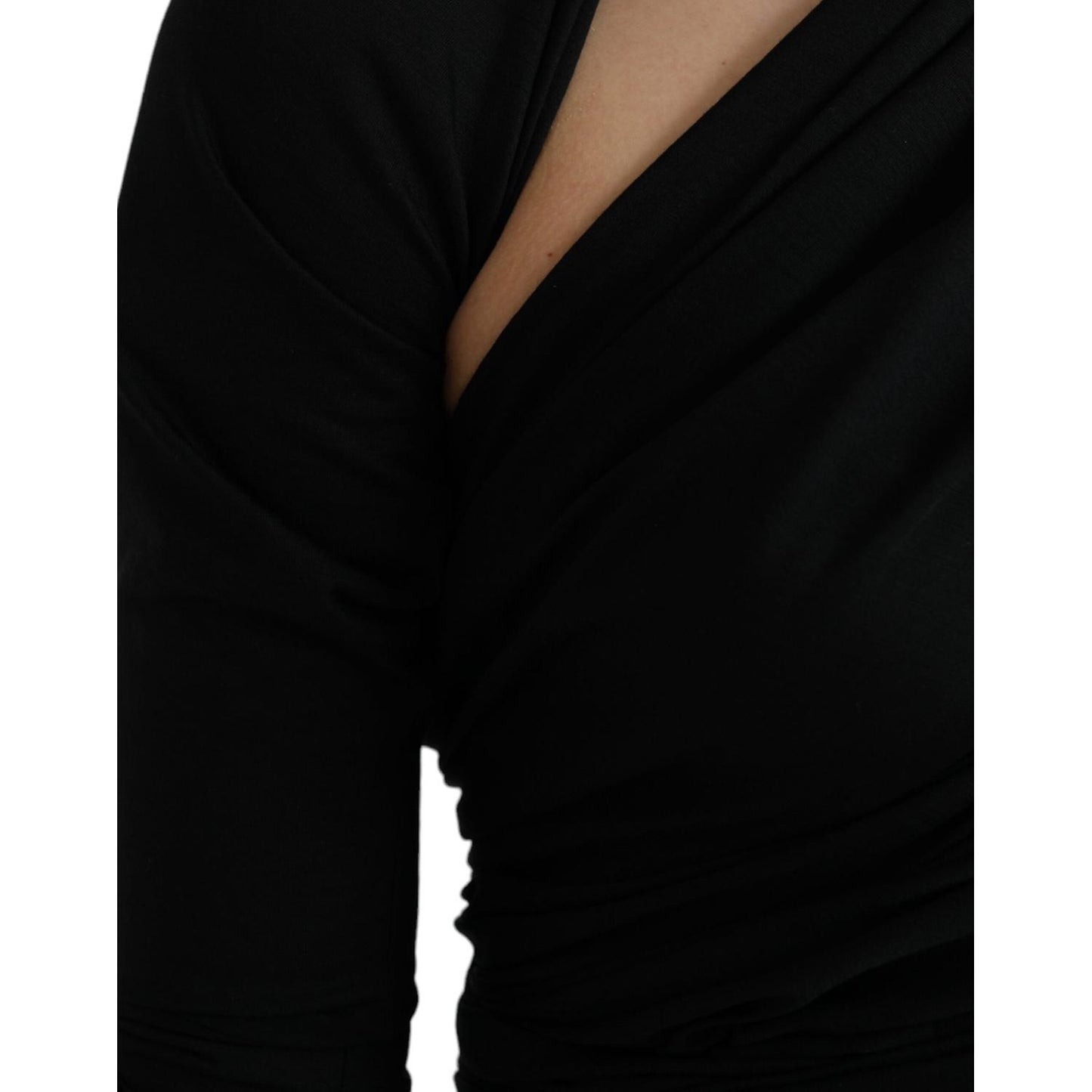 Dolce & Gabbana Black Wool Cutout Asymmetric Long Sleeve Top Dolce & Gabbana