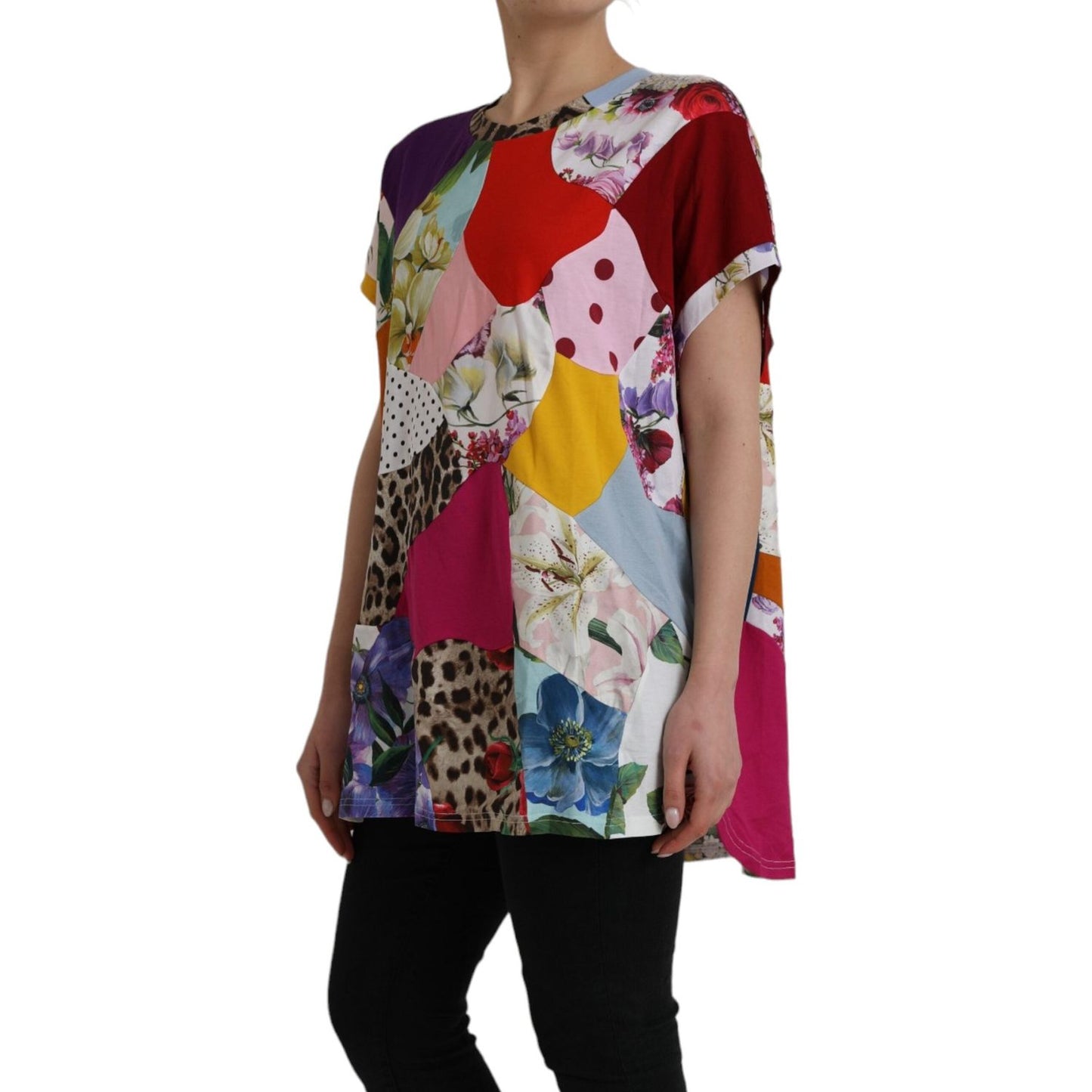 Dolce & Gabbana Multicolor Patchwork Cotton Silk Blouse Top Dolce & Gabbana