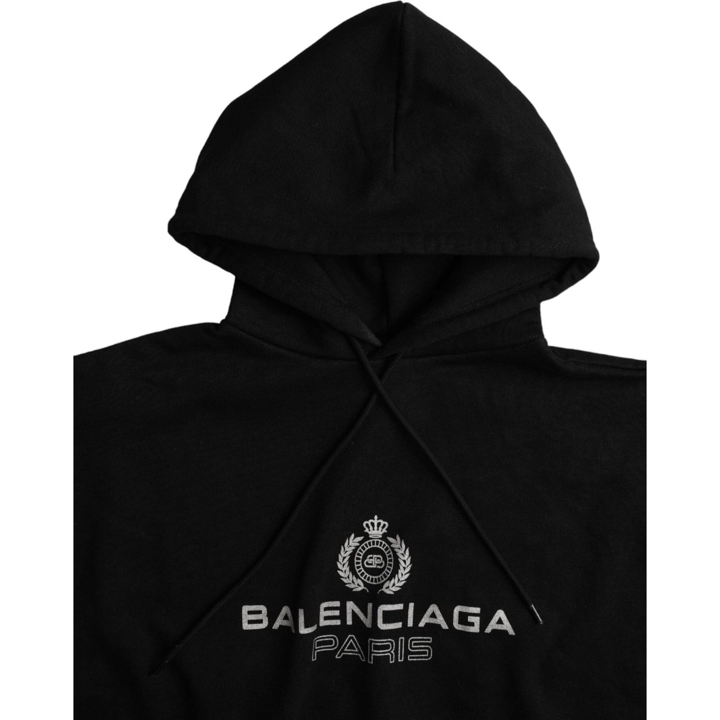 Balenciaga Black Cotton Logo Hooded Pullover Sweatshirt Sweater Balenciaga