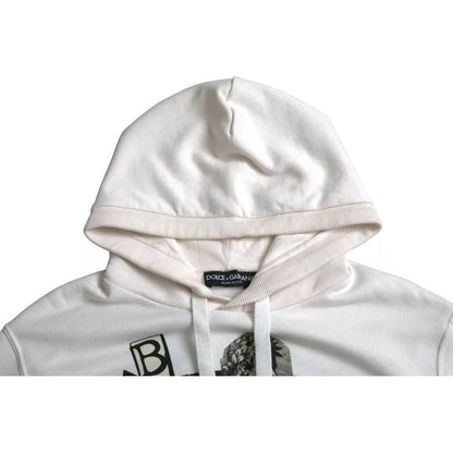 Dolce & Gabbana White Caesar Cotton Hooded Pullover Sweater