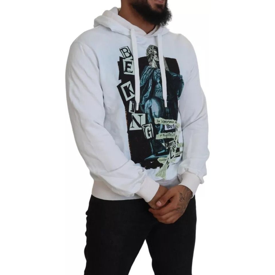 Dolce & Gabbana White Caesar Cotton Hooded Sweatshirt Sweater Dolce & Gabbana