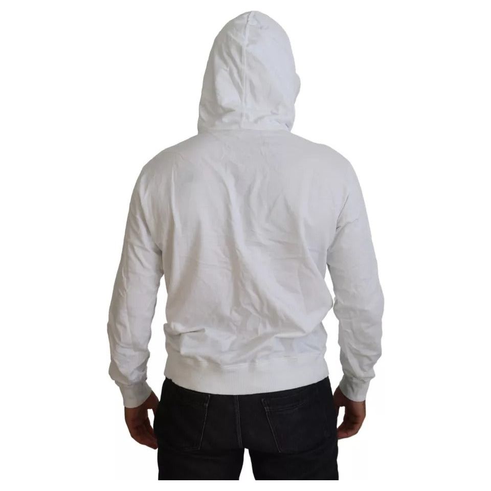 Dolce & Gabbana White Cotton Hooded Sweatshirt Logo Sweater Dolce & Gabbana