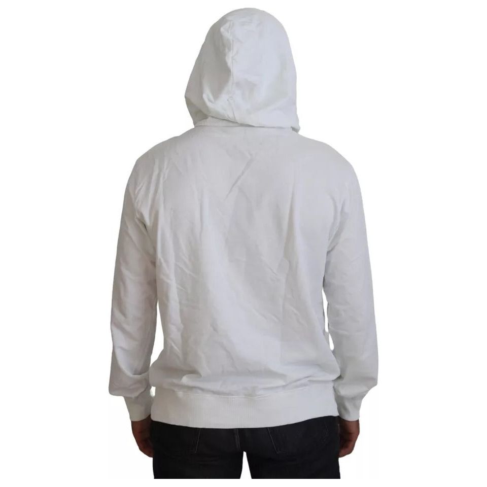 Dolce & Gabbana White Cotton Hooded Sweatshirt Logo Sweater Dolce & Gabbana