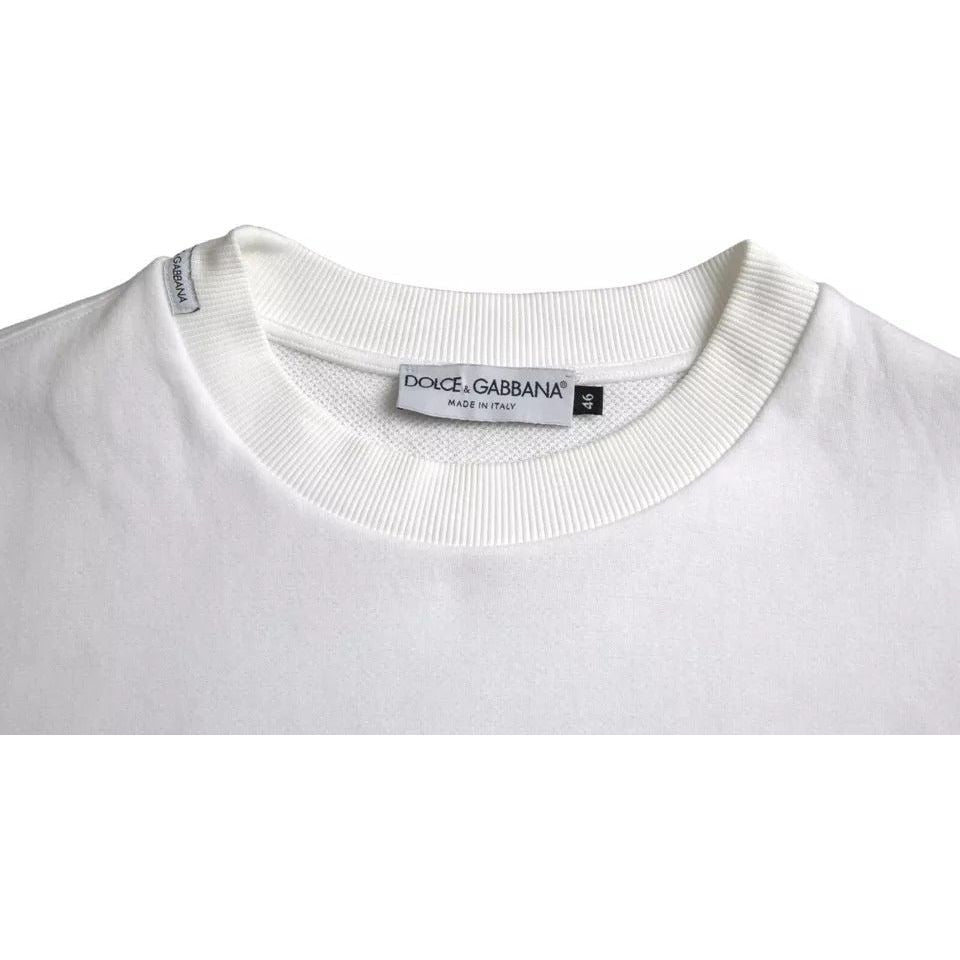 Dolce & Gabbana White Cotton Logo Pullover Sweatshirt Sweater Dolce & Gabbana