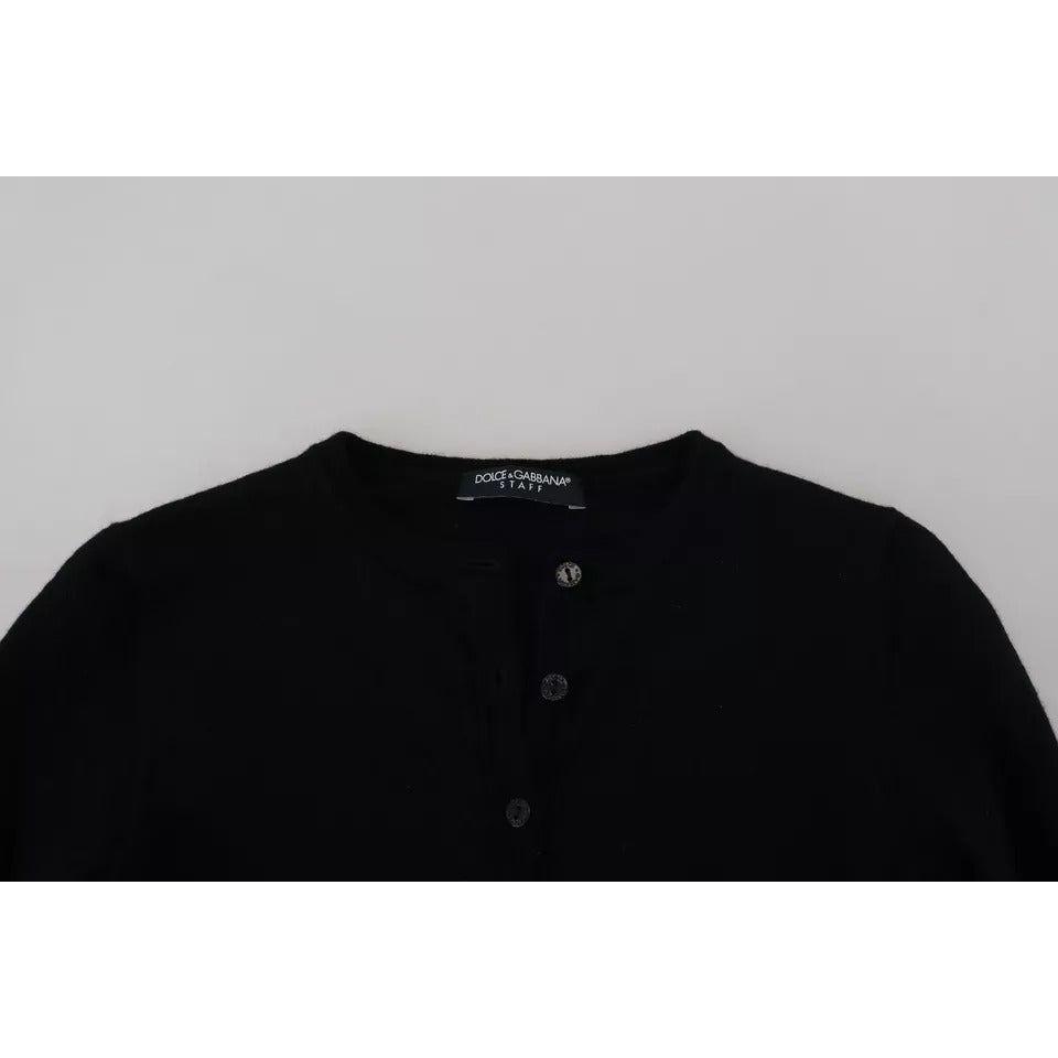 Dolce & Gabbana Black Button Down Slim Cardigan Wool Sweater Dolce & Gabbana