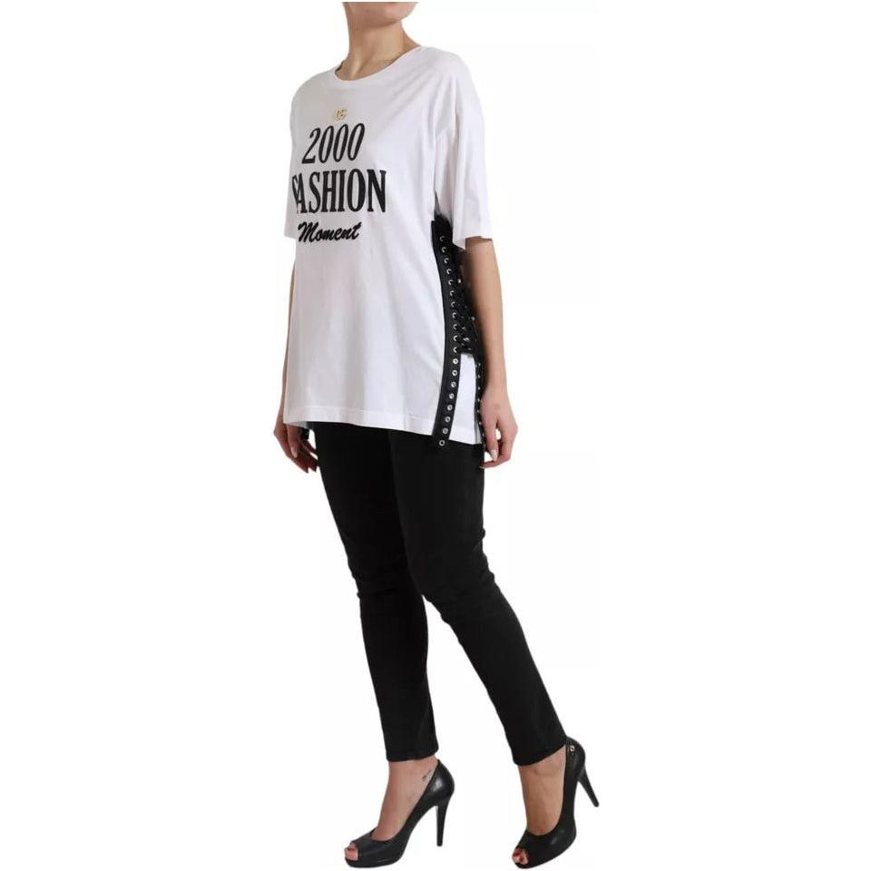 Dolce & Gabbana White 2000 Fashion Moment Lacing Detailed Tee T-shirt Dolce & Gabbana