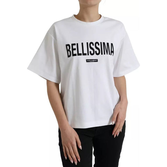 Dolce & Gabbana White Bellissima Cotton Crew Neck T-shirt Dolce & Gabbana