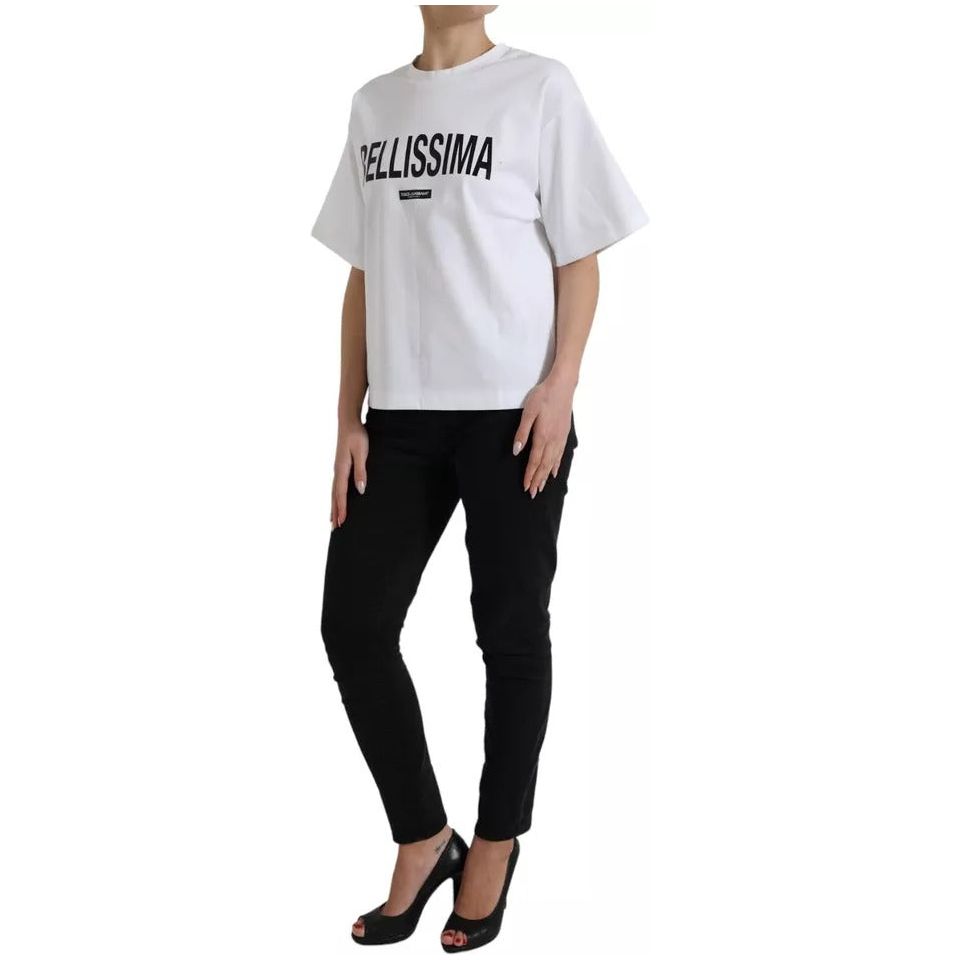 Dolce & Gabbana White Bellissima Cotton Crew Neck T-shirt Dolce & Gabbana