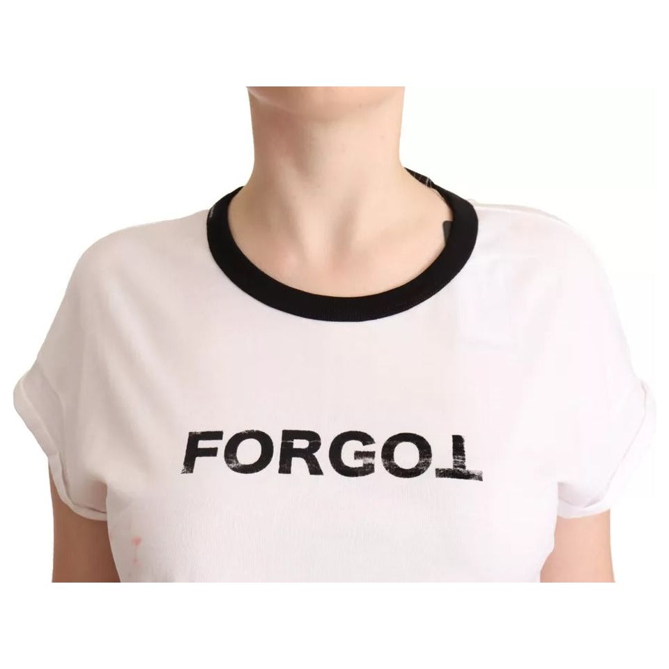 Dolce & Gabbana White Forgot Print Short Sleeves Crop T-shirt Dolce & Gabbana