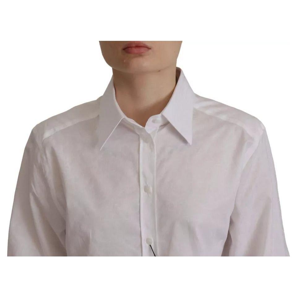 Dolce & Gabbana White Cotton Collared Formal Dress Shirt Top Dolce & Gabbana