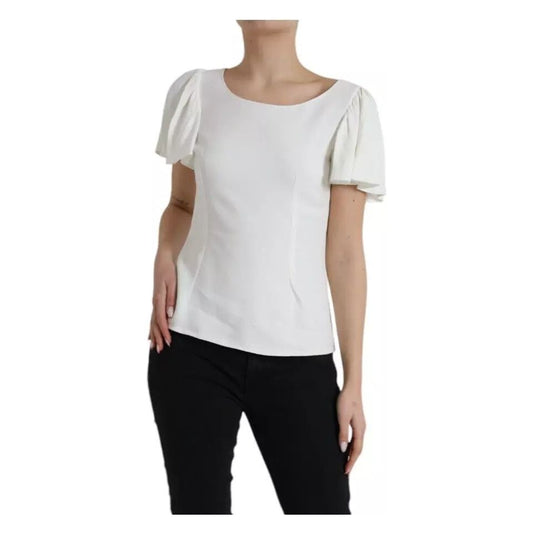 Dolce & Gabbana White Viscose Round Neck Short Sleeves Top Dolce & Gabbana