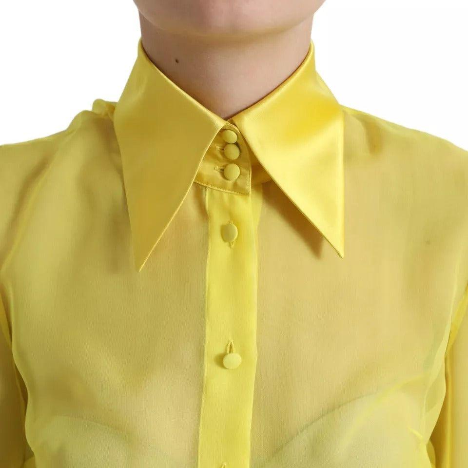 Dolce & Gabbana Yellow Long Sleeve Button Down Blouse Top Dolce & Gabbana