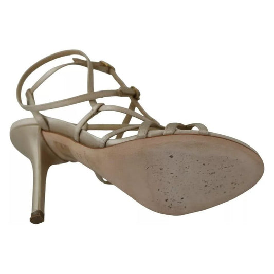 Dolce & Gabbana Gold Silk Ankle Strap Heels Sandals Shoes Dolce & Gabbana