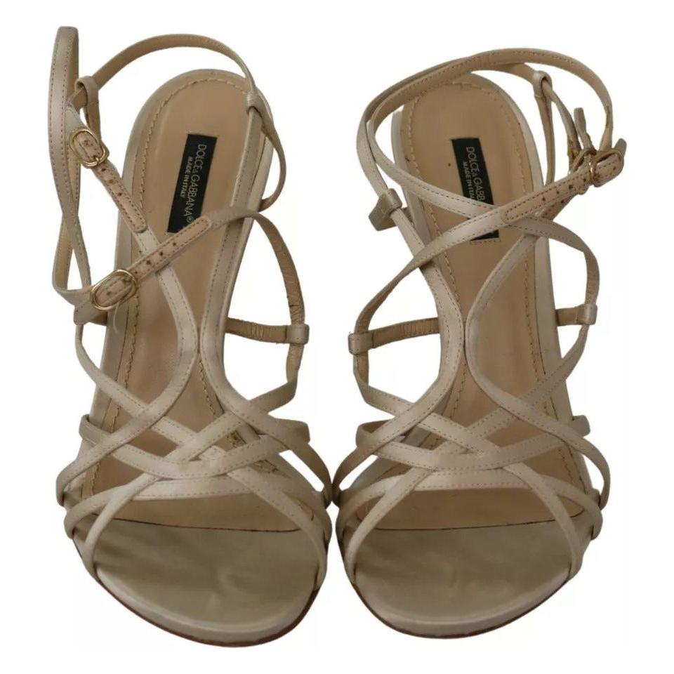 Dolce & Gabbana Gold Silk Ankle Strap Heels Sandals Shoes Dolce & Gabbana