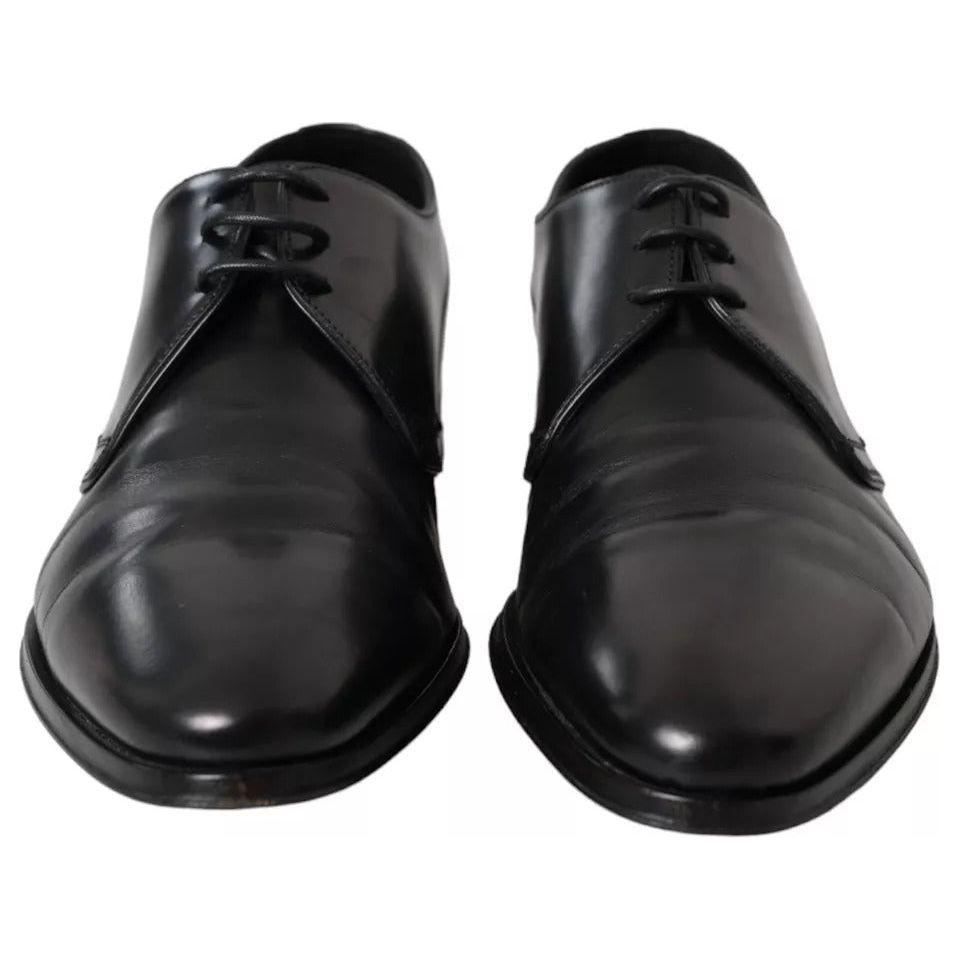 Dolce & Gabbana Black Leather Derby Formal Dress Men Shoes Dolce & Gabbana