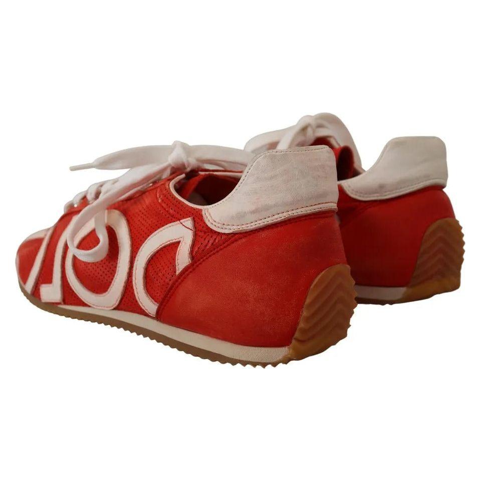 Dolce & Gabbana Red White Leather Mens Logo Casual Sneakers Shoes Dolce & Gabbana