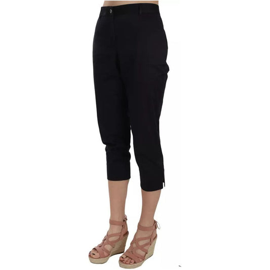 Dolce & Gabbana Black Cotton Cropped Capri Pants Dolce & Gabbana