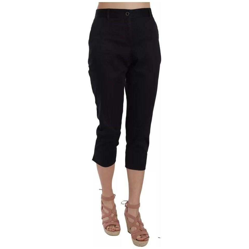 Dolce & Gabbana Black Cotton Cropped Capri Pants Dolce & Gabbana