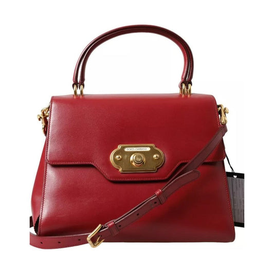 Dolce & Gabbana Red Leather Top Handle Crossbody WELCOME Shoulder Bag