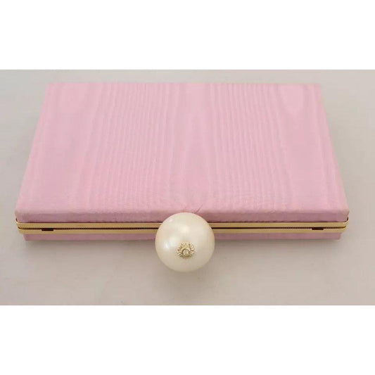 Dolce & Gabbana Pink Silk Gold Frame Clutch Evening Party Purse Bag Dolce & Gabbana