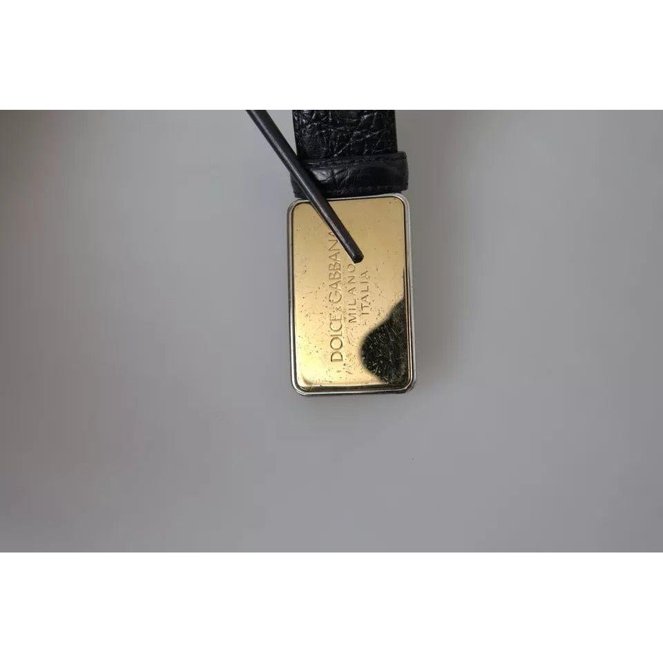 Dolce & Gabbana Black Exotic Leather Gold Metal Buckle Belt Dolce & Gabbana