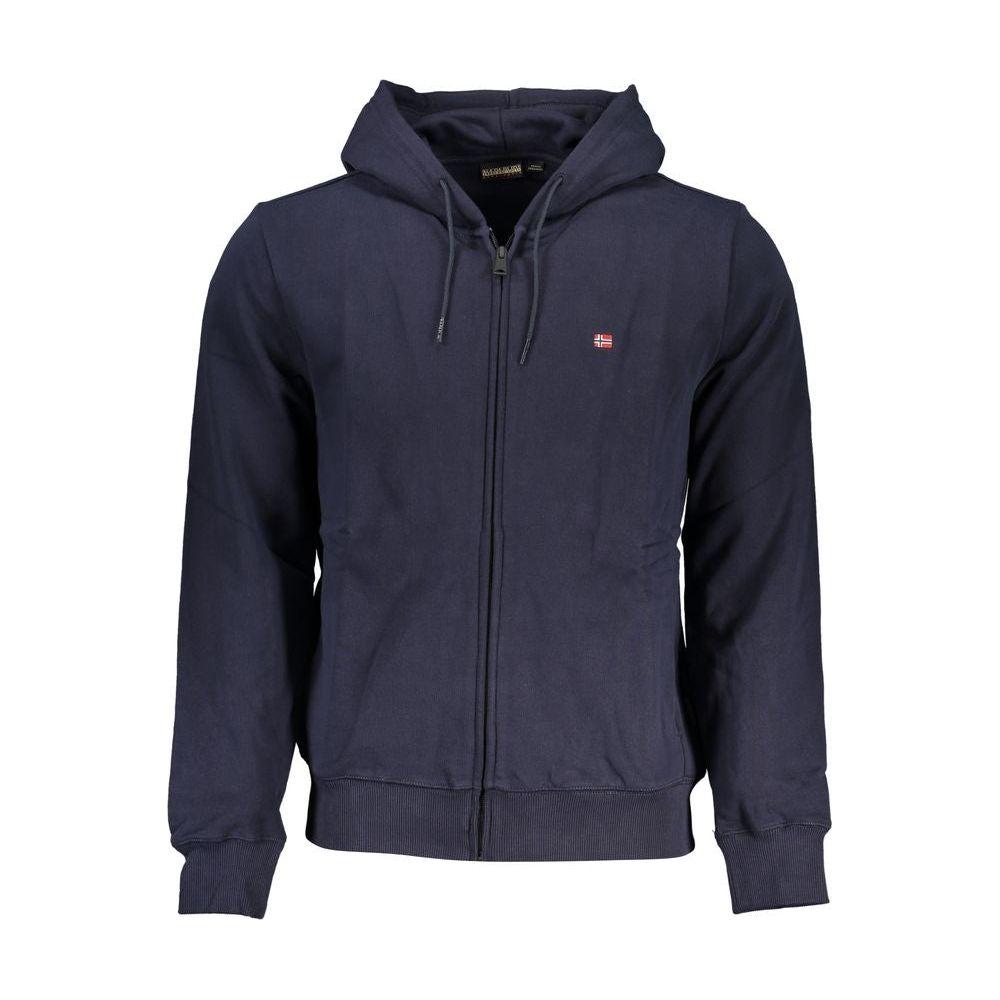 Napapijri Classic Blue Hooded Sweatshirt with Embroidery Napapijri