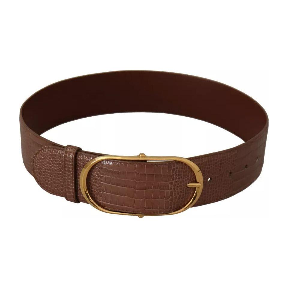 Dolce & Gabbana Brown Wide Waist Leather Gold Oval Metal Buckle Belt Dolce & Gabbana