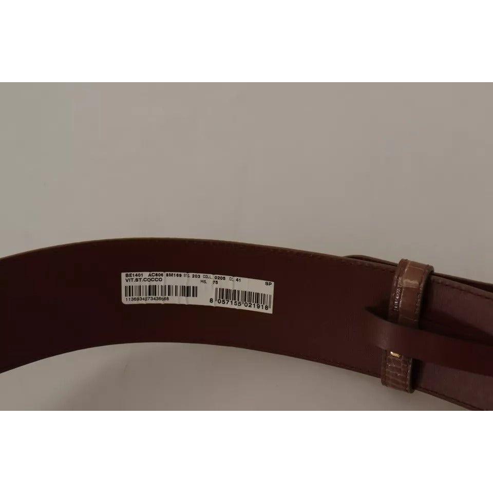 Dolce & Gabbana Brown Wide Waist Leather Gold Oval Metal Buckle Belt Dolce & Gabbana